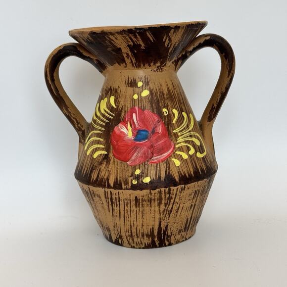 Pottery Vase‎ Made in Italy Norleans Trophy Style Hand painted 6" - Picture 1 of 8